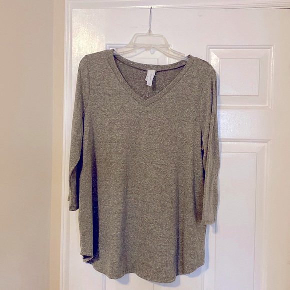 NWOT HONEYME 3/4 length sleeve grey tunic size large - Picture 1 of 2